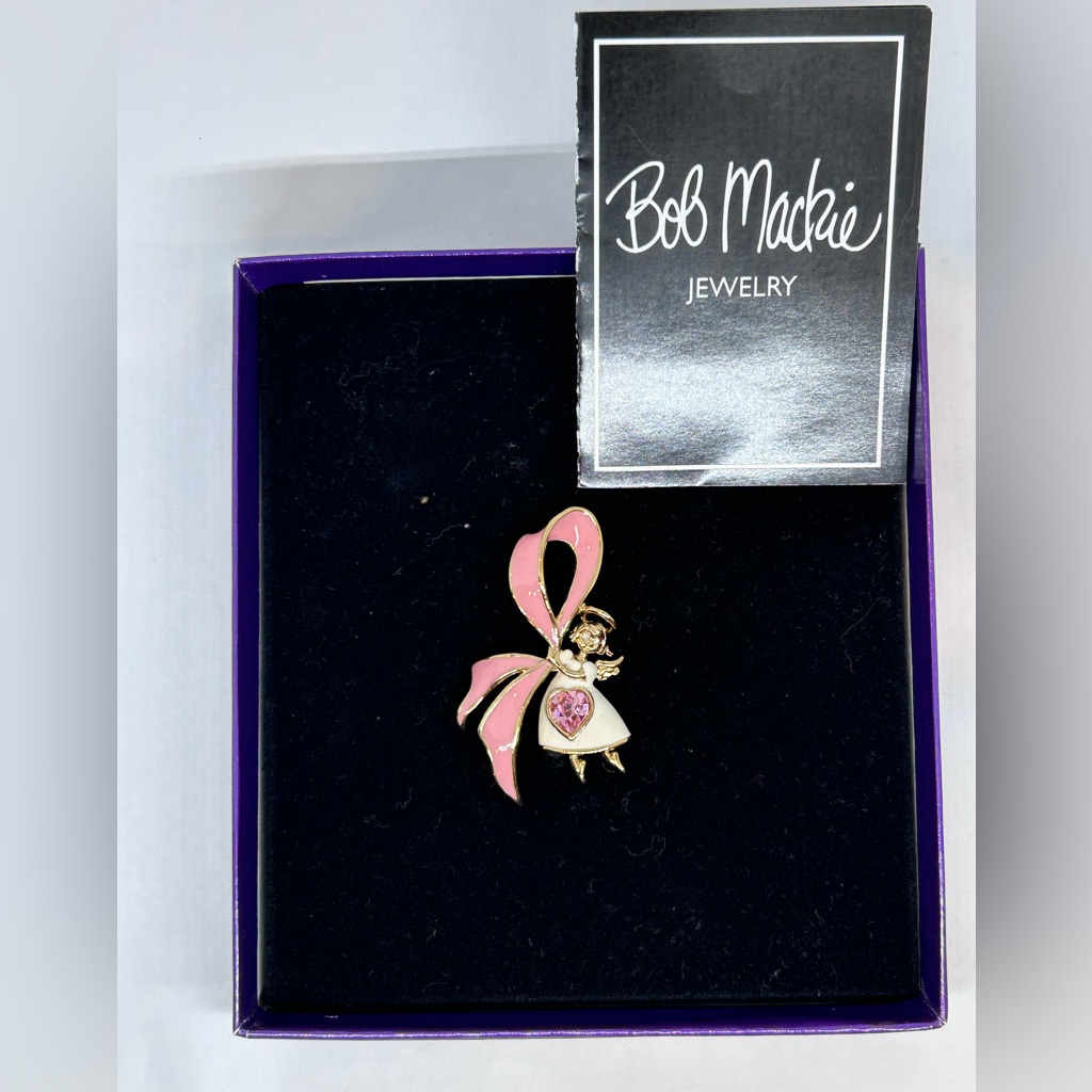 Bob Mackie Pink And Gold Angel Brooch Vintage 1980s